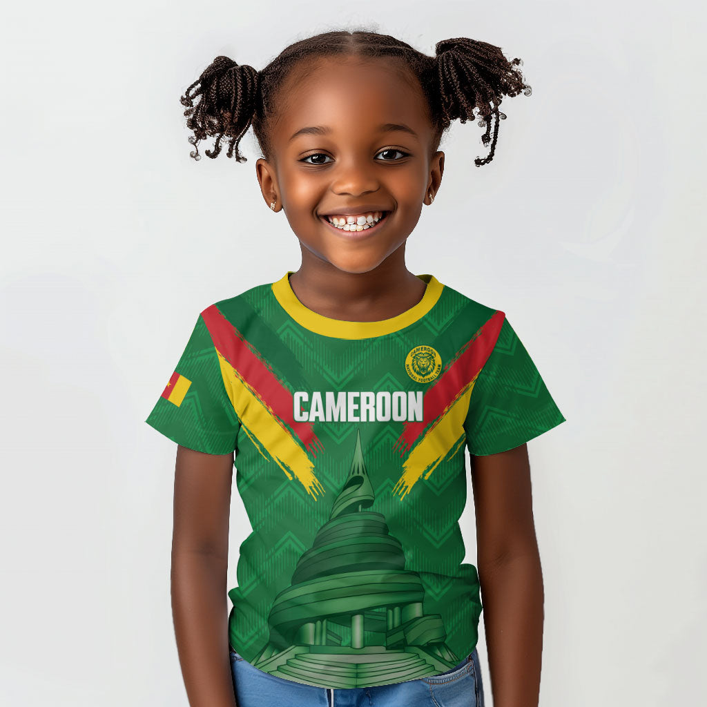 Cameroon Football Custom Kid T shirt Reunification Monument Les Lionnes Indomptables