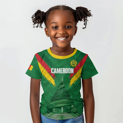 Cameroon Football Custom Kid T shirt Reunification Monument Les Lionnes Indomptables