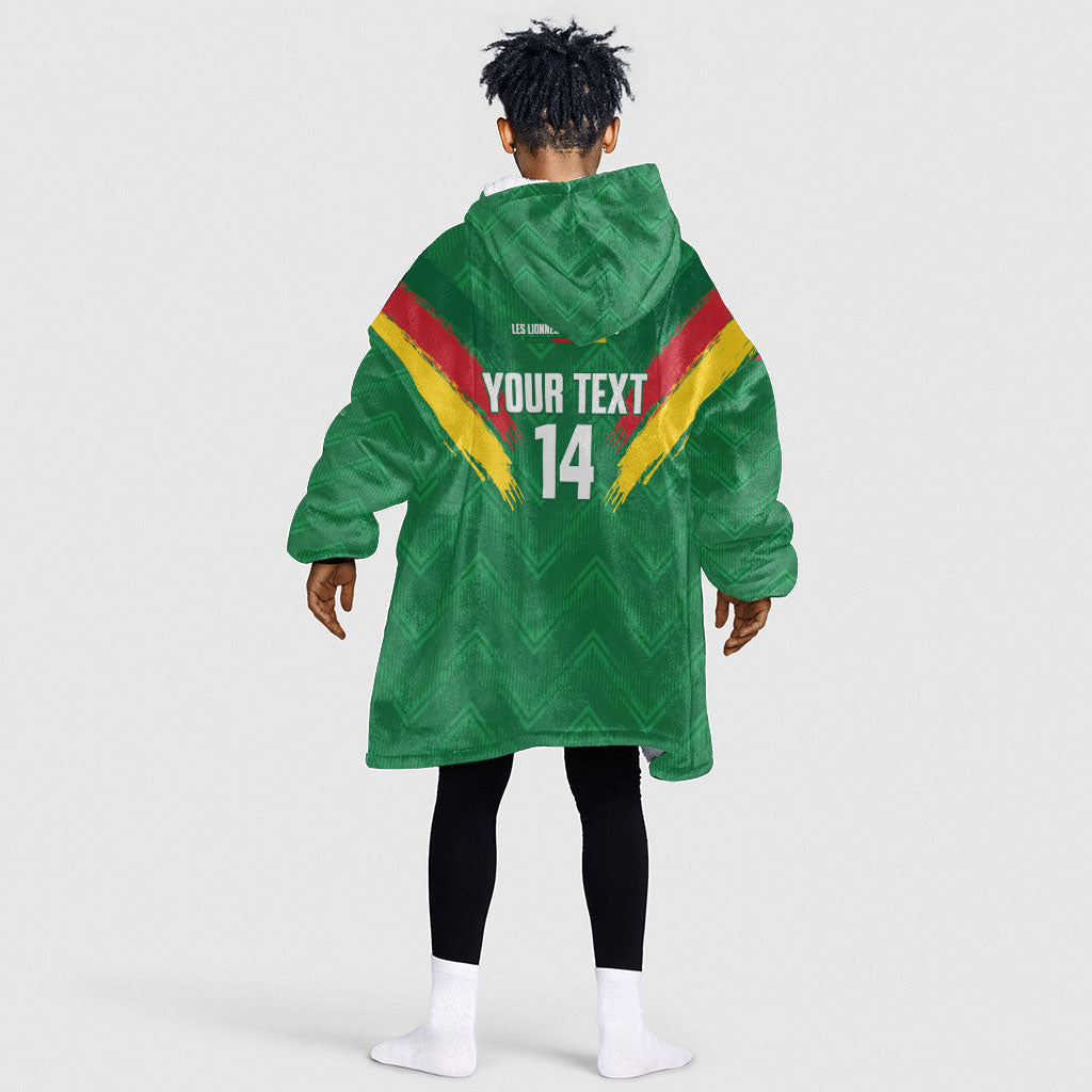 Cameroon Football Custom Kid Wearable Blanket Hoodie Reunification Monument Les Lionnes Indomptables