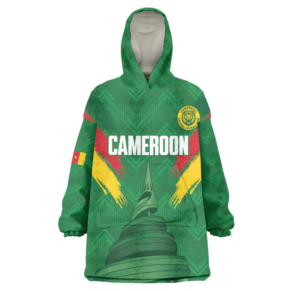 Cameroon Football Custom Kid Wearable Blanket Hoodie Reunification Monument Les Lionnes Indomptables