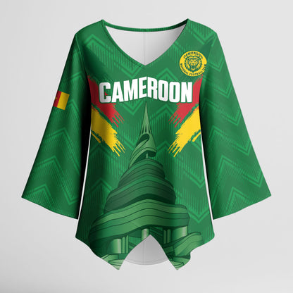 Cameroon Football Custom Kimono Sleeve Blouse Reunification Monument Les Lionnes Indomptables
