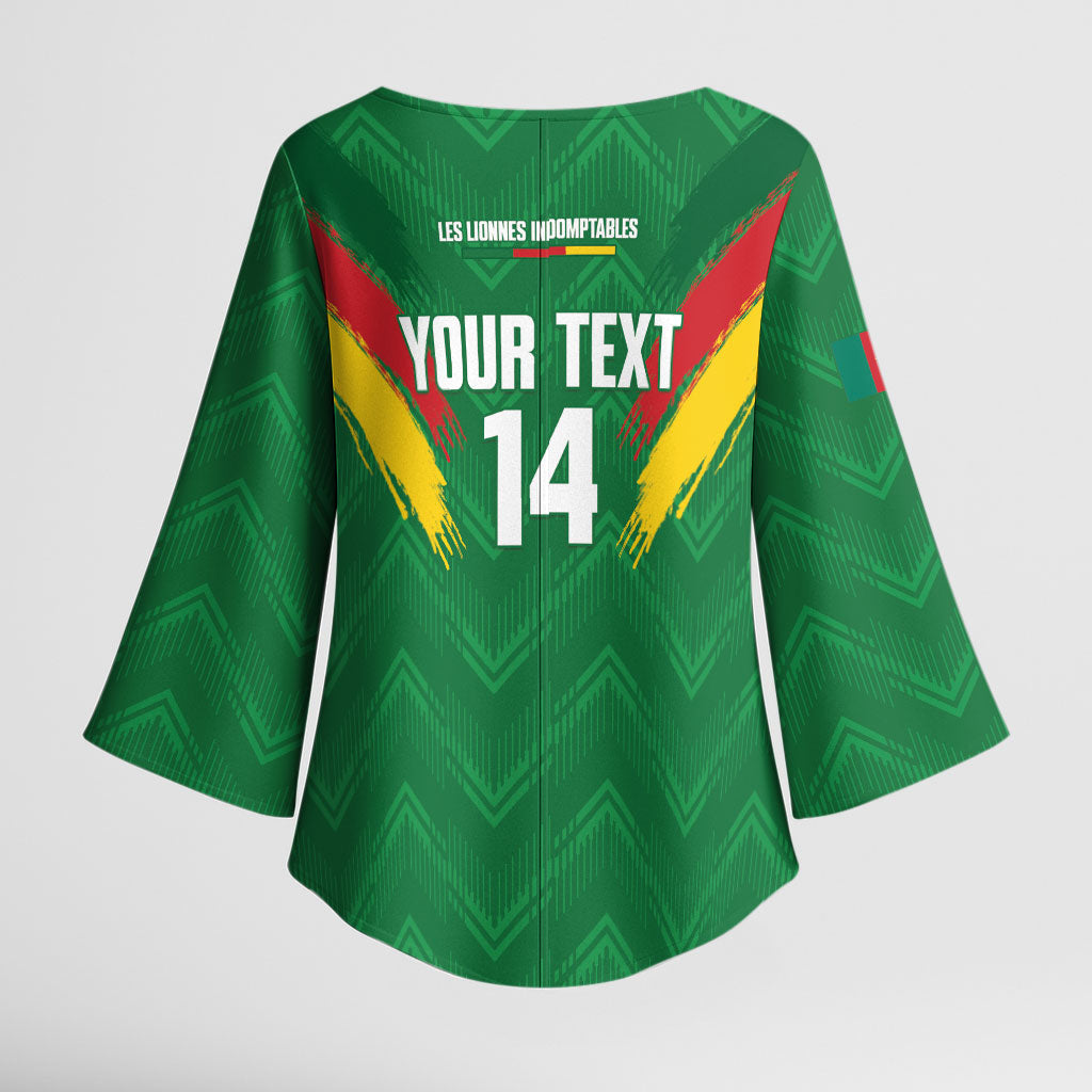 Cameroon Football Custom Kimono Sleeve Blouse Reunification Monument Les Lionnes Indomptables