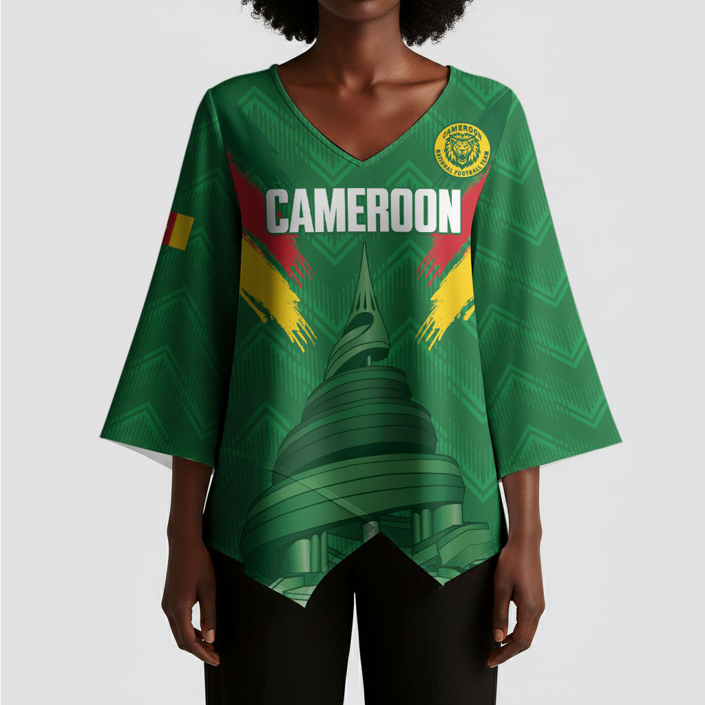 Cameroon Football Custom Kimono Sleeve Blouse Reunification Monument Les Lionnes Indomptables
