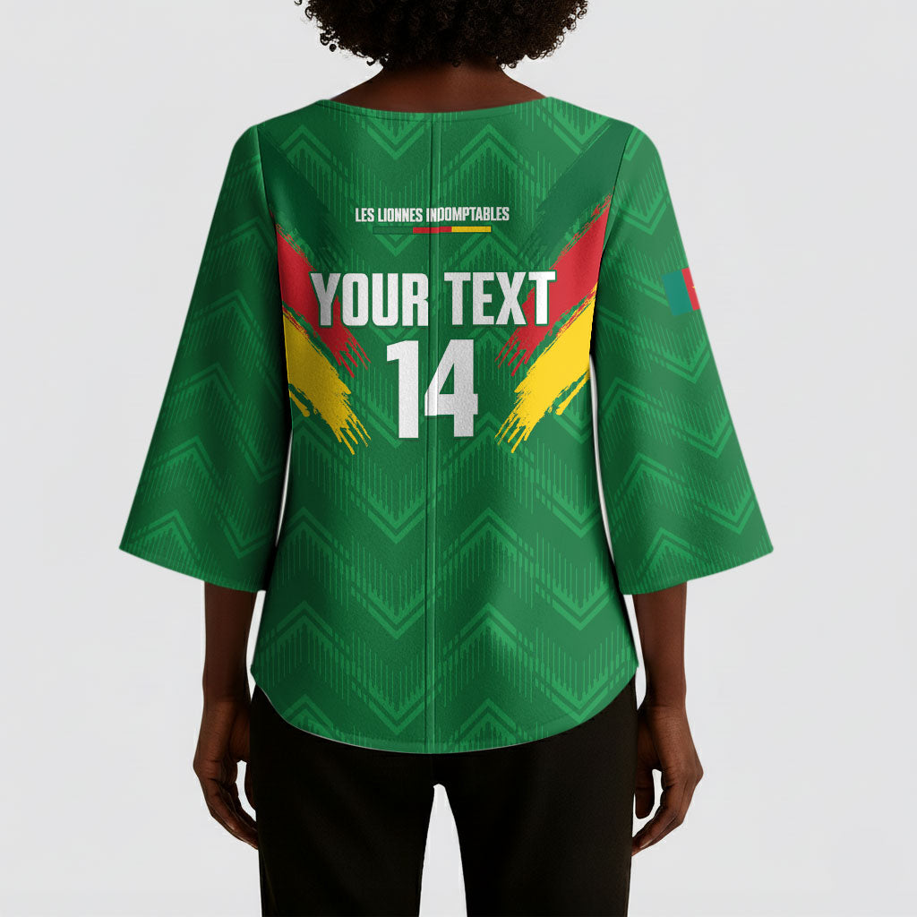 Cameroon Football Custom Kimono Sleeve Blouse Reunification Monument Les Lionnes Indomptables
