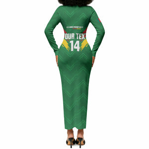 Cameroon Football Custom Long Sleeve Bodycon Dress Reunification Monument Les Lionnes Indomptables