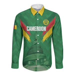 Cameroon Football Custom Long Sleeve Button Shirt Reunification Monument Les Lionnes Indomptables