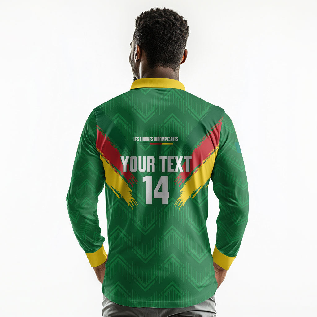 Cameroon Football Custom Long Sleeve Polo Shirt Reunification Monument Les Lionnes Indomptables