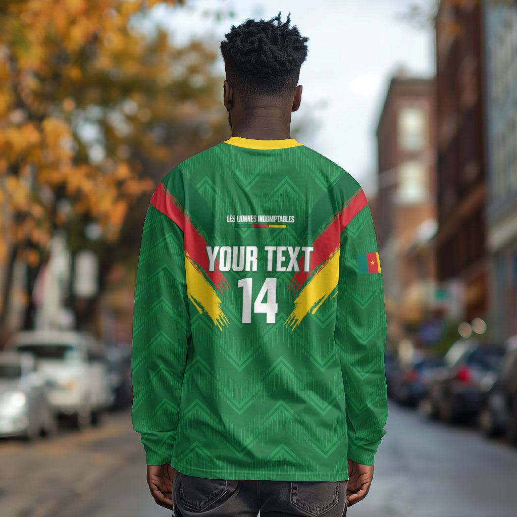 Cameroon Football Custom Long Sleeve Shirt Reunification Monument Les Lionnes Indomptables
