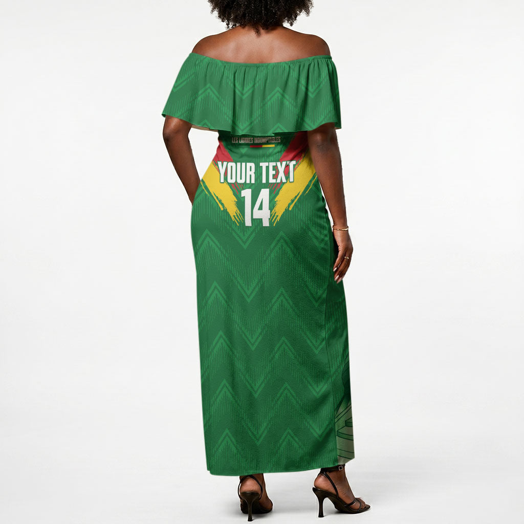 Cameroon Football Custom Off Shoulder Maxi Dress Reunification Monument Les Lionnes Indomptables