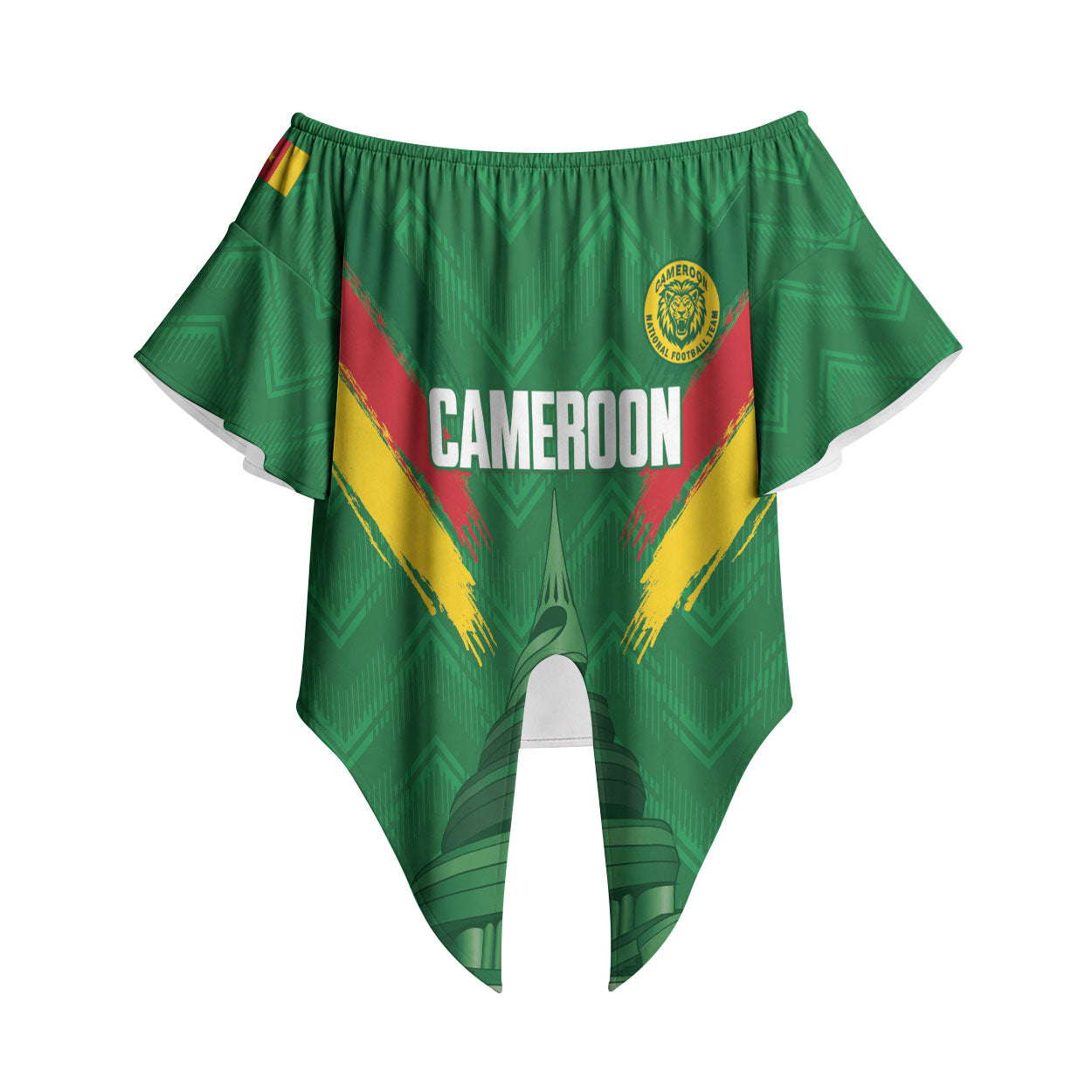 Cameroon Football Custom Off Shoulder Wrap Waist Top Reunification Monument Les Lionnes Indomptables