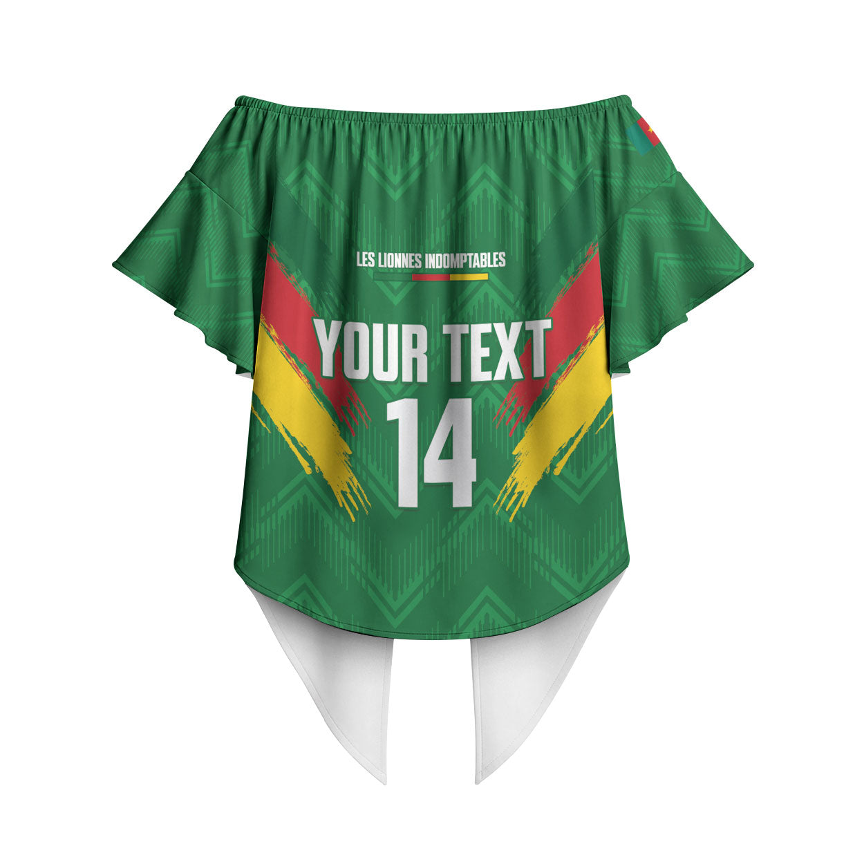 Cameroon Football Custom Off Shoulder Wrap Waist Top Reunification Monument Les Lionnes Indomptables
