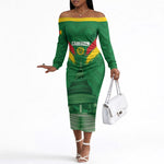 Cameroon Football Custom Off The Shoulder Long Sleeve Dress Reunification Monument Les Lionnes Indomptables