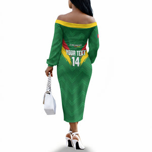 Cameroon Football Custom Off The Shoulder Long Sleeve Dress Reunification Monument Les Lionnes Indomptables