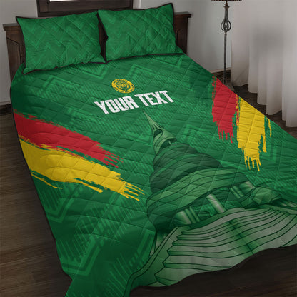 Cameroon Football Custom Quilt Bed Set Reunification Monument Les Lionnes Indomptables