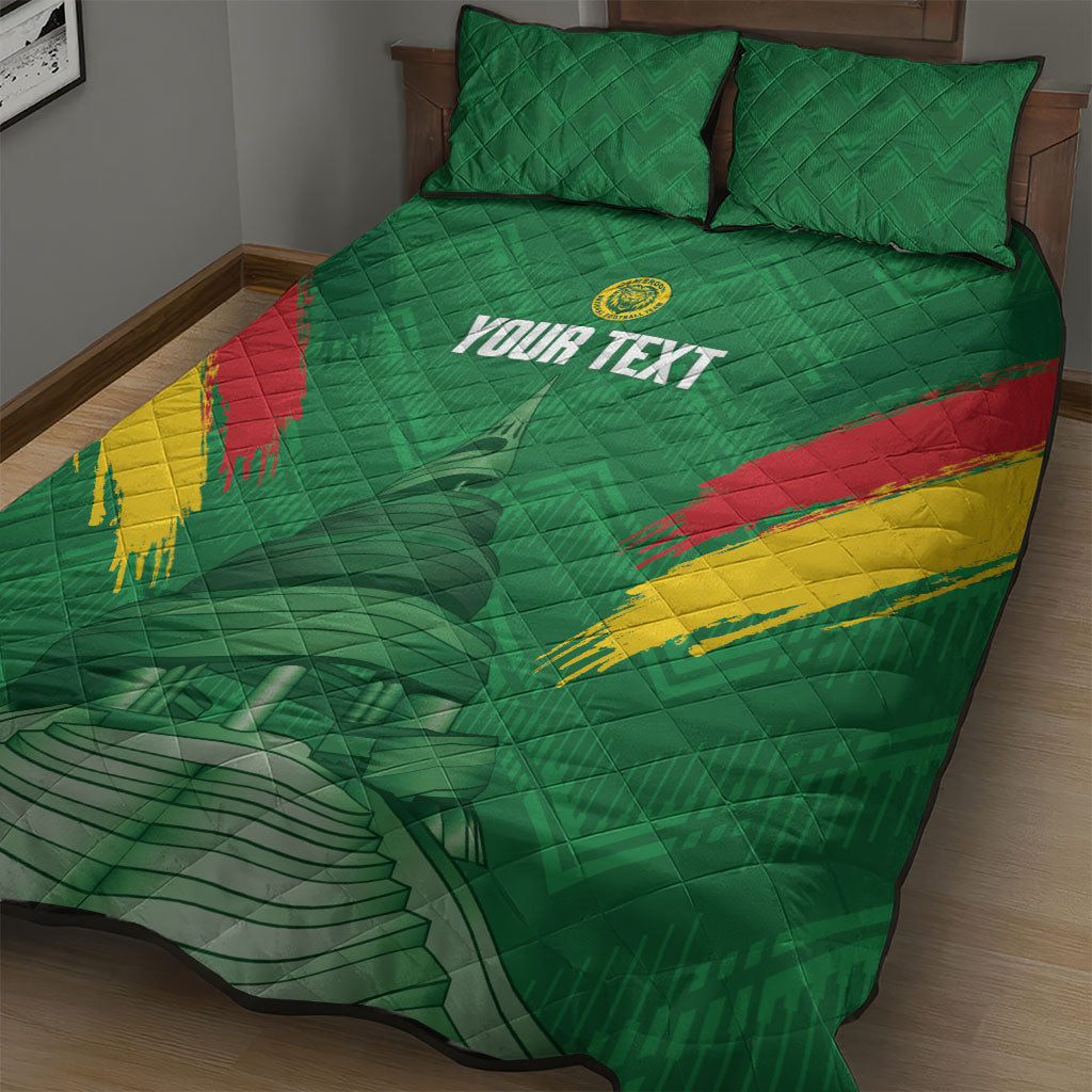 Cameroon Football Custom Quilt Bed Set Reunification Monument Les Lionnes Indomptables