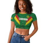 Cameroon Football Custom Raglan Cropped T shirt Reunification Monument Les Lionnes Indomptables