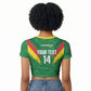 Cameroon Football Custom Raglan Cropped T shirt Reunification Monument Les Lionnes Indomptables