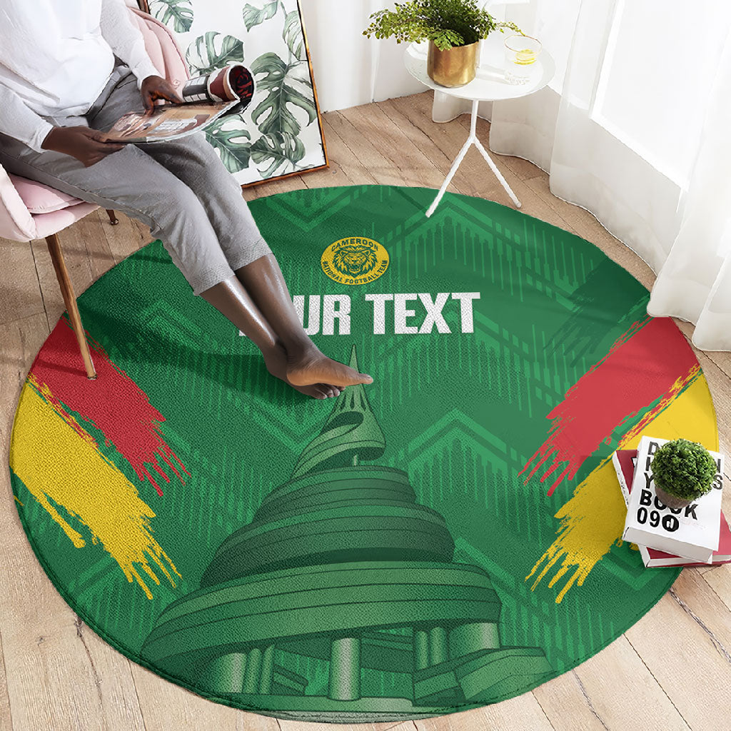 Cameroon Football Custom Round Carpet Reunification Monument Les Lionnes Indomptables