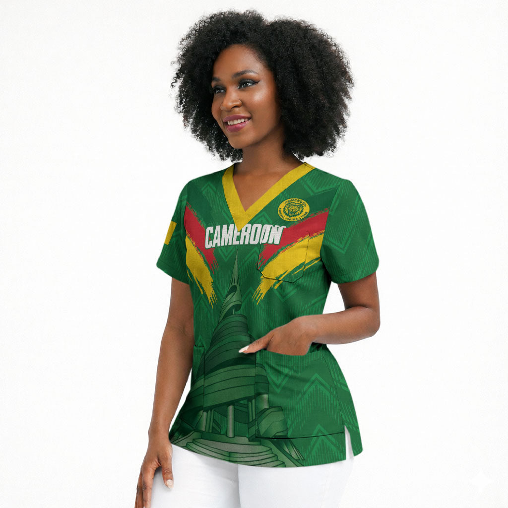 Cameroon Football Custom Scrub Top Reunification Monument Les Lionnes Indomptables