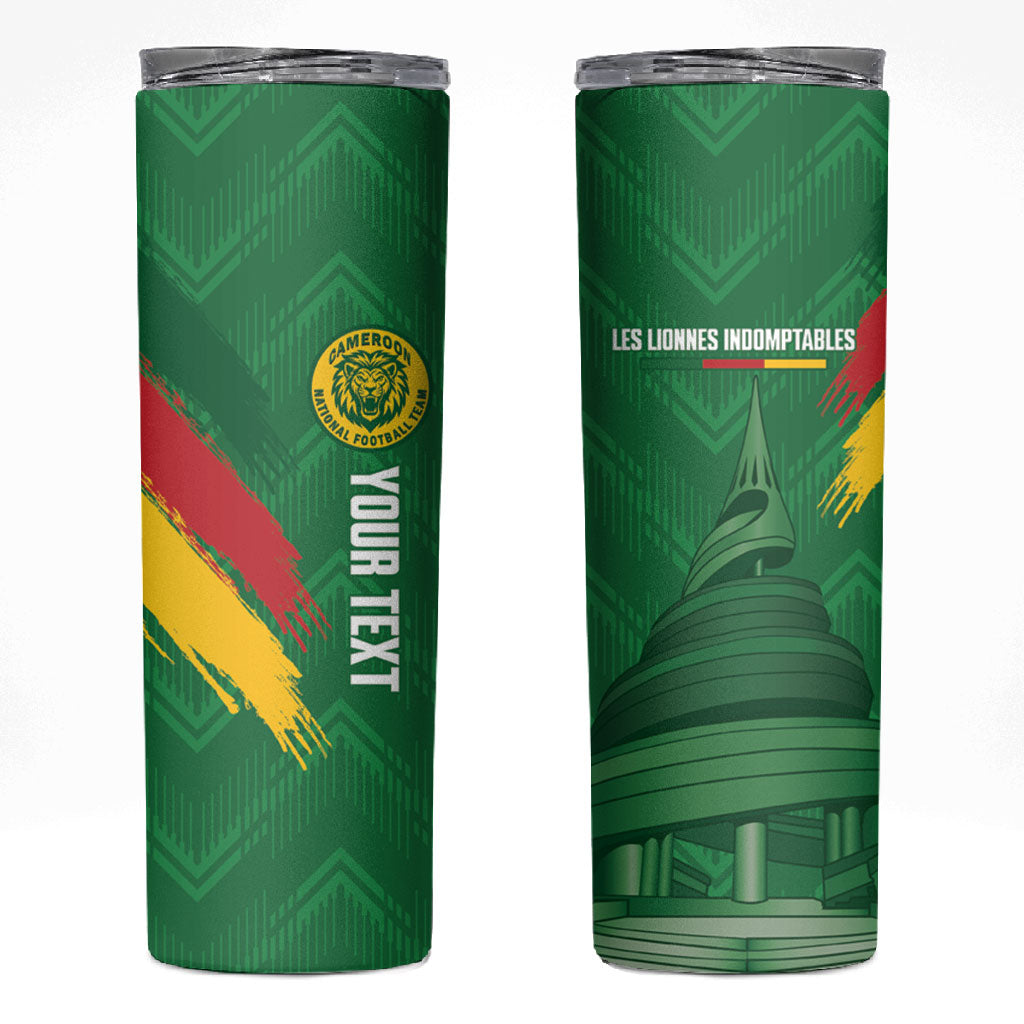 Cameroon Football Custom Skinny Tumbler Reunification Monument Les Lionnes Indomptables