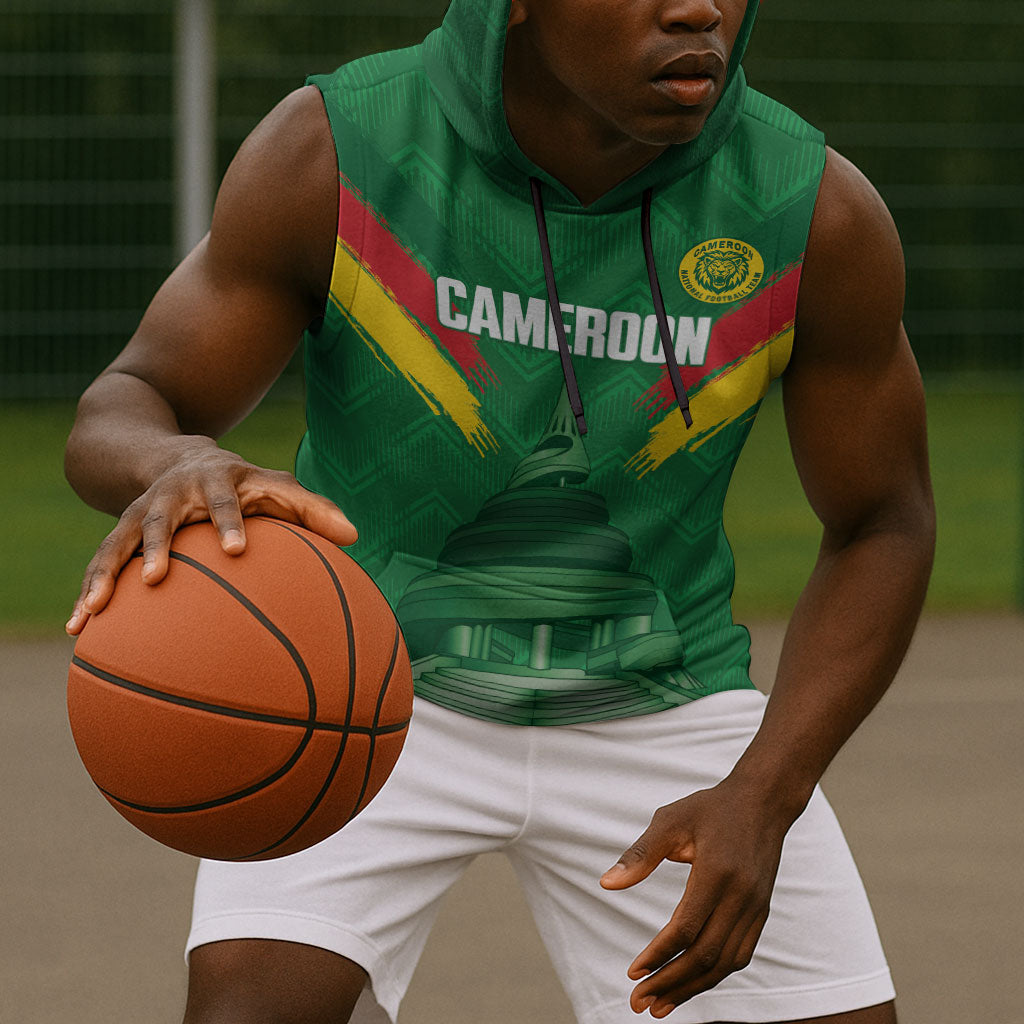 Cameroon Football Custom Sleeveless Hoodie Reunification Monument Les Lionnes Indomptables