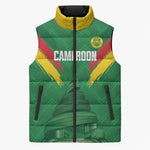 Cameroon Football Custom Sleeveless Puffer Jacket Reunification Monument Les Lionnes Indomptables
