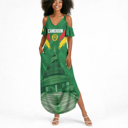 Cameroon Football Custom Summer Maxi Dress Reunification Monument Les Lionnes Indomptables