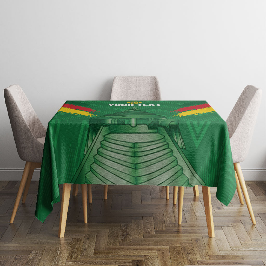 Cameroon Football Custom Tablecloth Reunification Monument Les Lionnes Indomptables