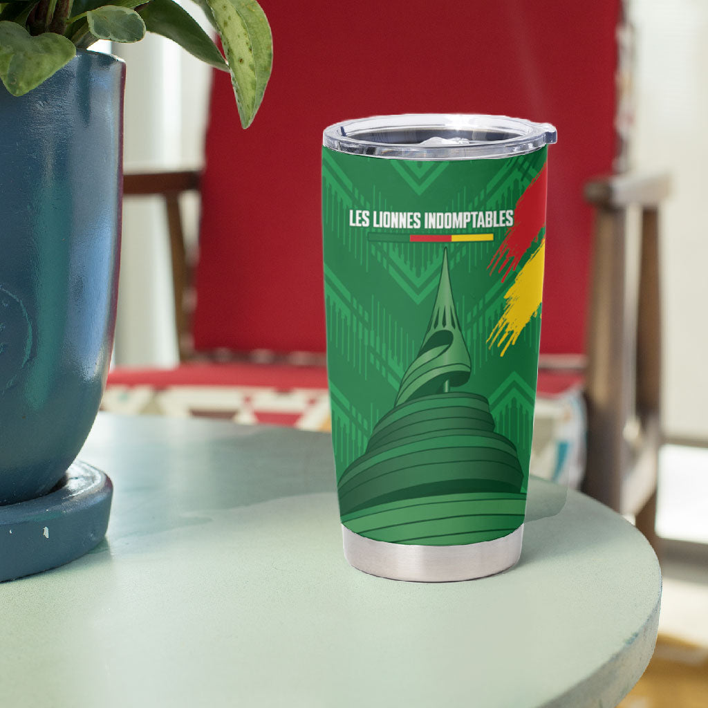 Cameroon Football Custom Tumbler Cup Reunification Monument Les Lionnes Indomptables