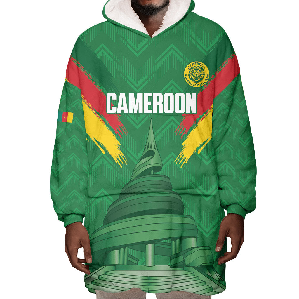 Cameroon Football Custom Wearable Blanket Hoodie Reunification Monument Les Lionnes Indomptables