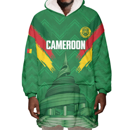 Cameroon Football Custom Wearable Blanket Hoodie Reunification Monument Les Lionnes Indomptables