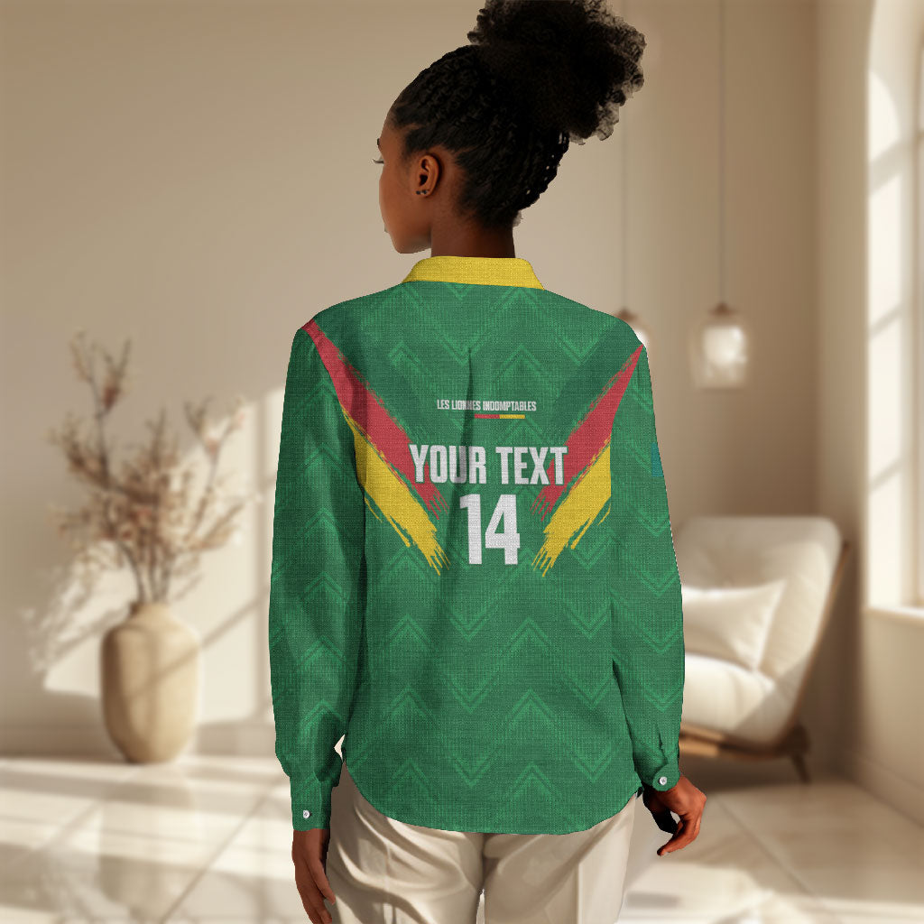 Cameroon Football Custom Women Casual Shirt Reunification Monument Les Lionnes Indomptables