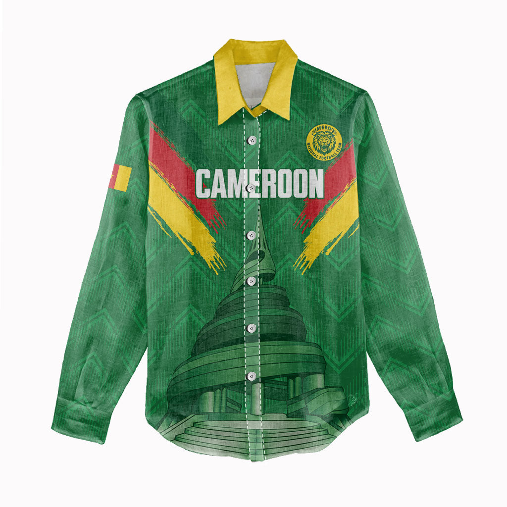 Cameroon Football Custom Women Casual Shirt Reunification Monument Les Lionnes Indomptables