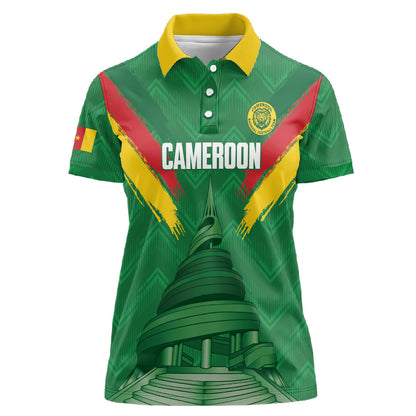 Cameroon Football Custom Women Polo Shirt Reunification Monument Les Lionnes Indomptables