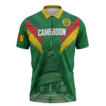 Cameroon Football Custom Zipper Polo Shirt Reunification Monument Les Lionnes Indomptables