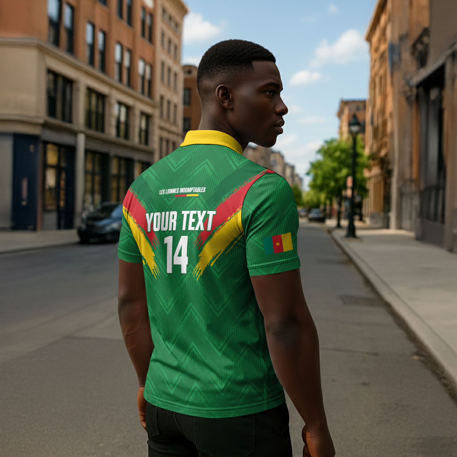 Cameroon Football Custom Zipper Polo Shirt Reunification Monument Les Lionnes Indomptables
