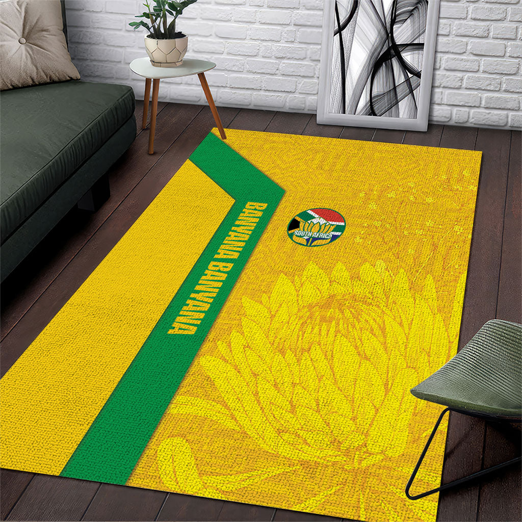 South Africa Soccer Area Rug Banyana Banyana Protea Yellow Version