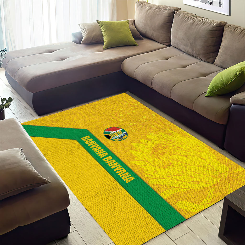 South Africa Soccer Area Rug Banyana Banyana Protea Yellow Version