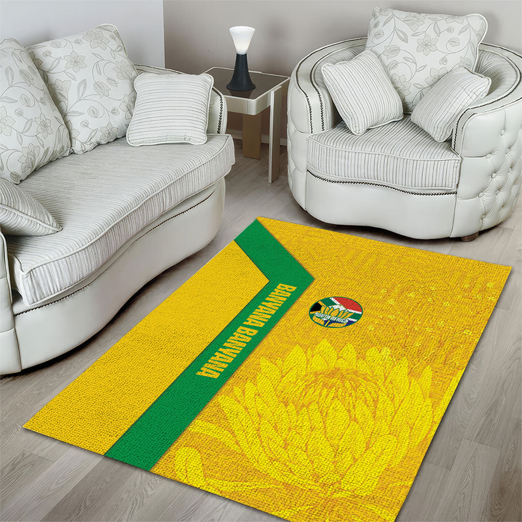 South Africa Soccer Area Rug Banyana Banyana Protea Yellow Version