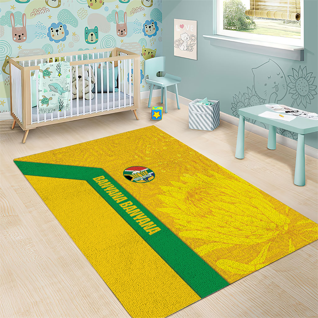 South Africa Soccer Area Rug Banyana Banyana Protea Yellow Version