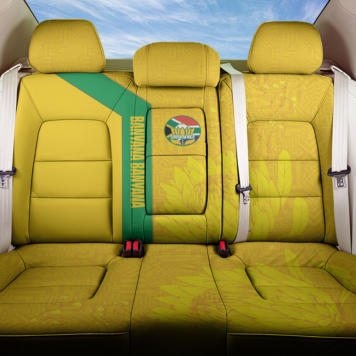South Africa Soccer Back Car Seat Cover Banyana Banyana Protea Yellow Version