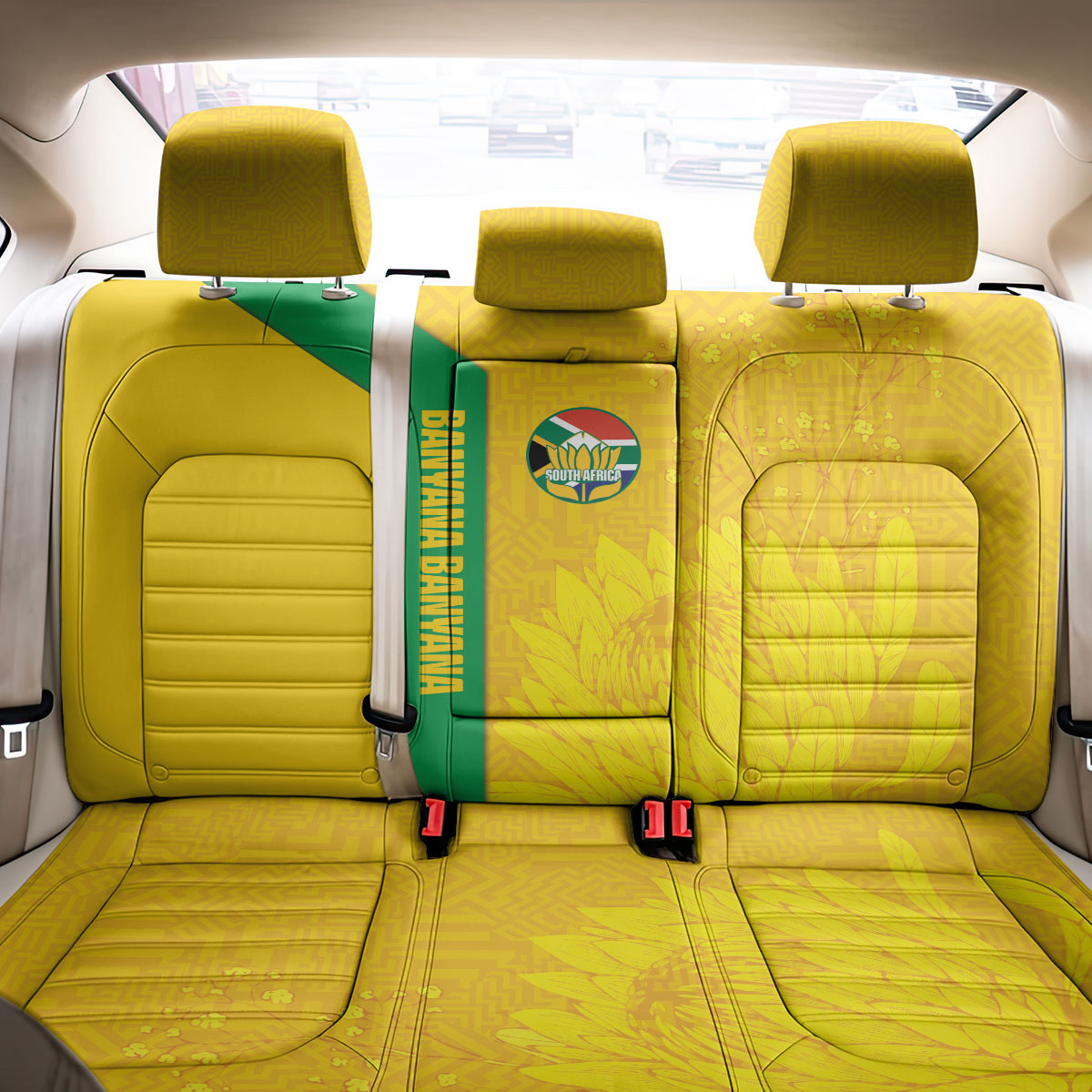 South Africa Soccer Back Car Seat Cover Banyana Banyana Protea Yellow Version