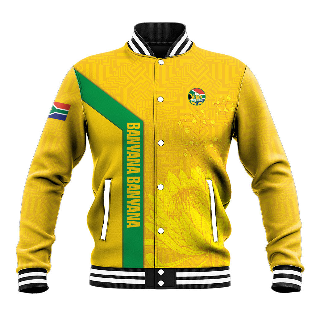 South Africa Soccer Custom Baseball Jacket Banyana Banyana Protea Yellow Version