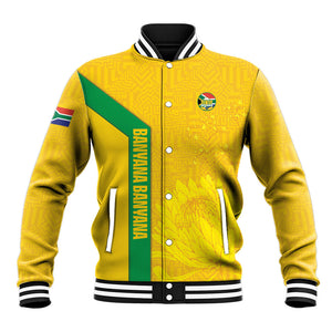 South Africa Soccer Custom Baseball Jacket Banyana Banyana Protea Yellow Version
