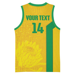 South Africa Soccer Custom Basketball Jersey Banyana Banyana Protea Yellow Version