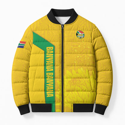 South Africa Soccer Custom Bomber Puffer Jacket Banyana Banyana Protea Yellow Version