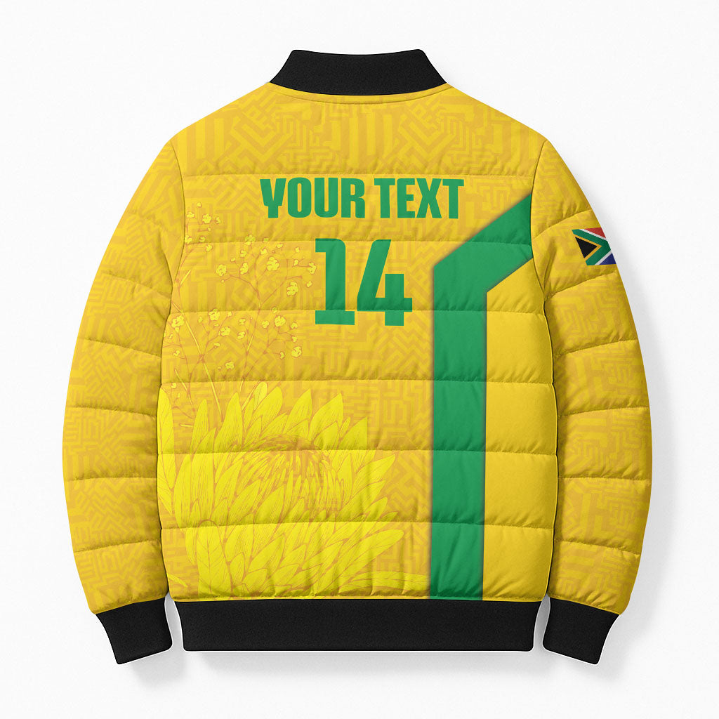 South Africa Soccer Custom Bomber Puffer Jacket Banyana Banyana Protea Yellow Version