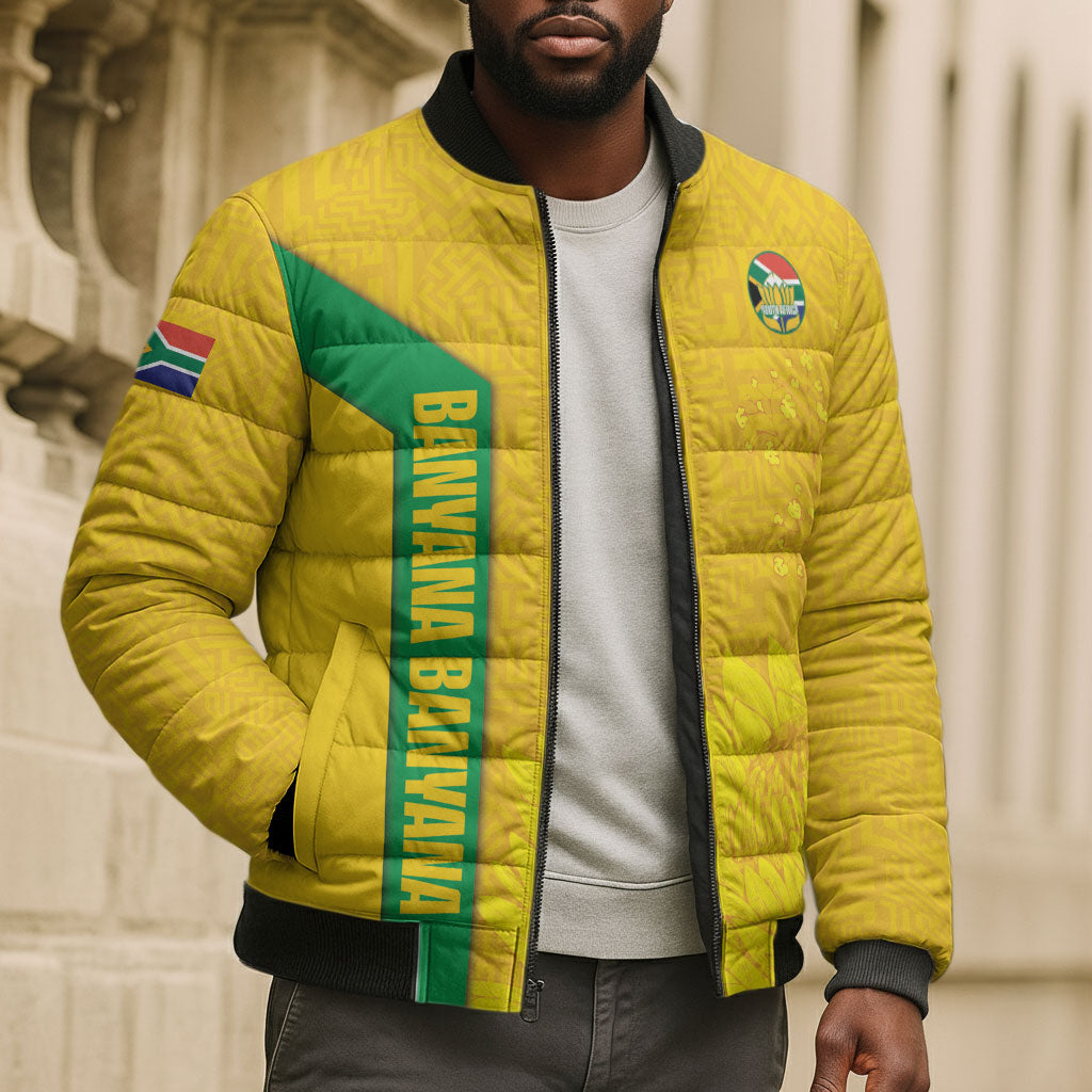 South Africa Soccer Custom Bomber Puffer Jacket Banyana Banyana Protea Yellow Version
