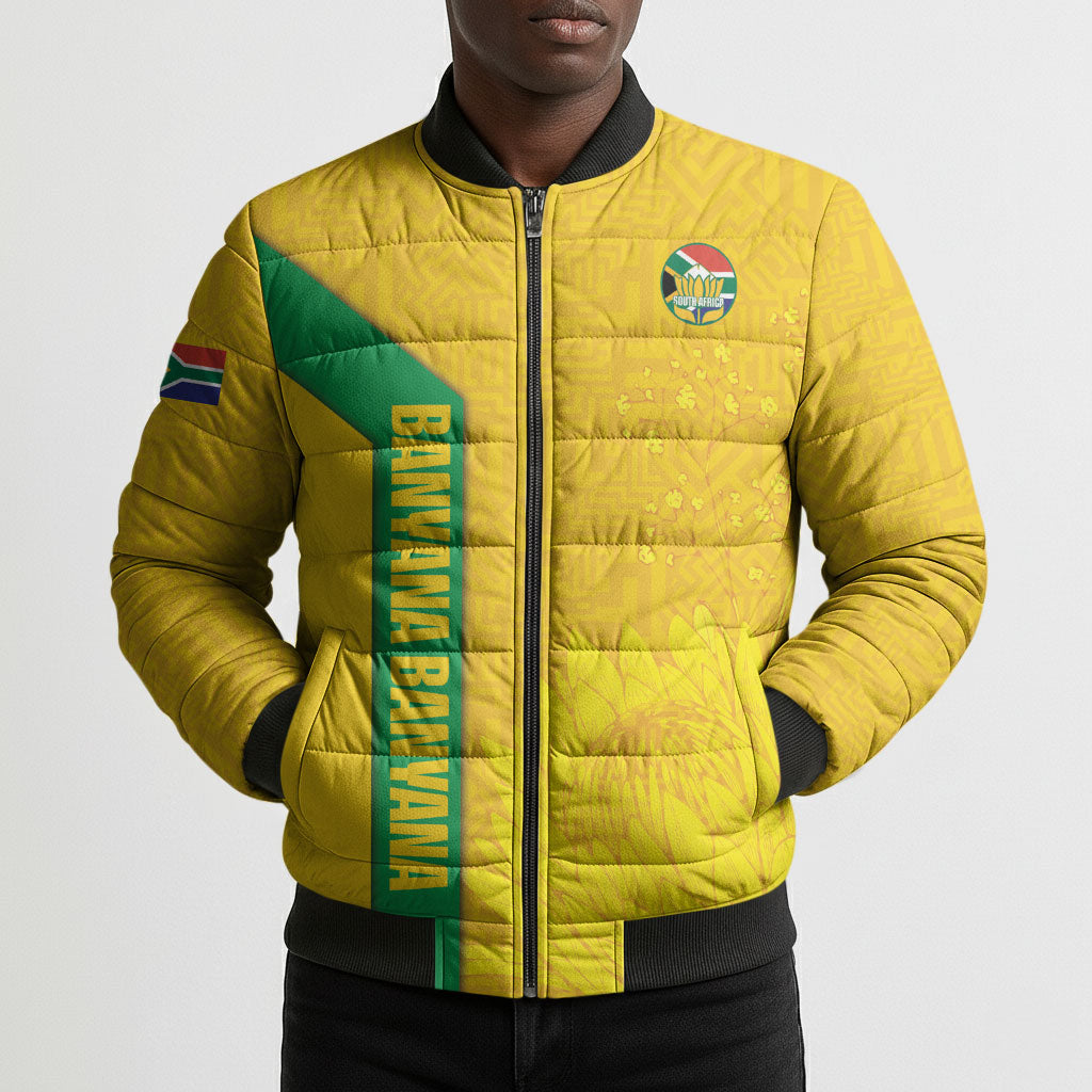 South Africa Soccer Custom Bomber Puffer Jacket Banyana Banyana Protea Yellow Version