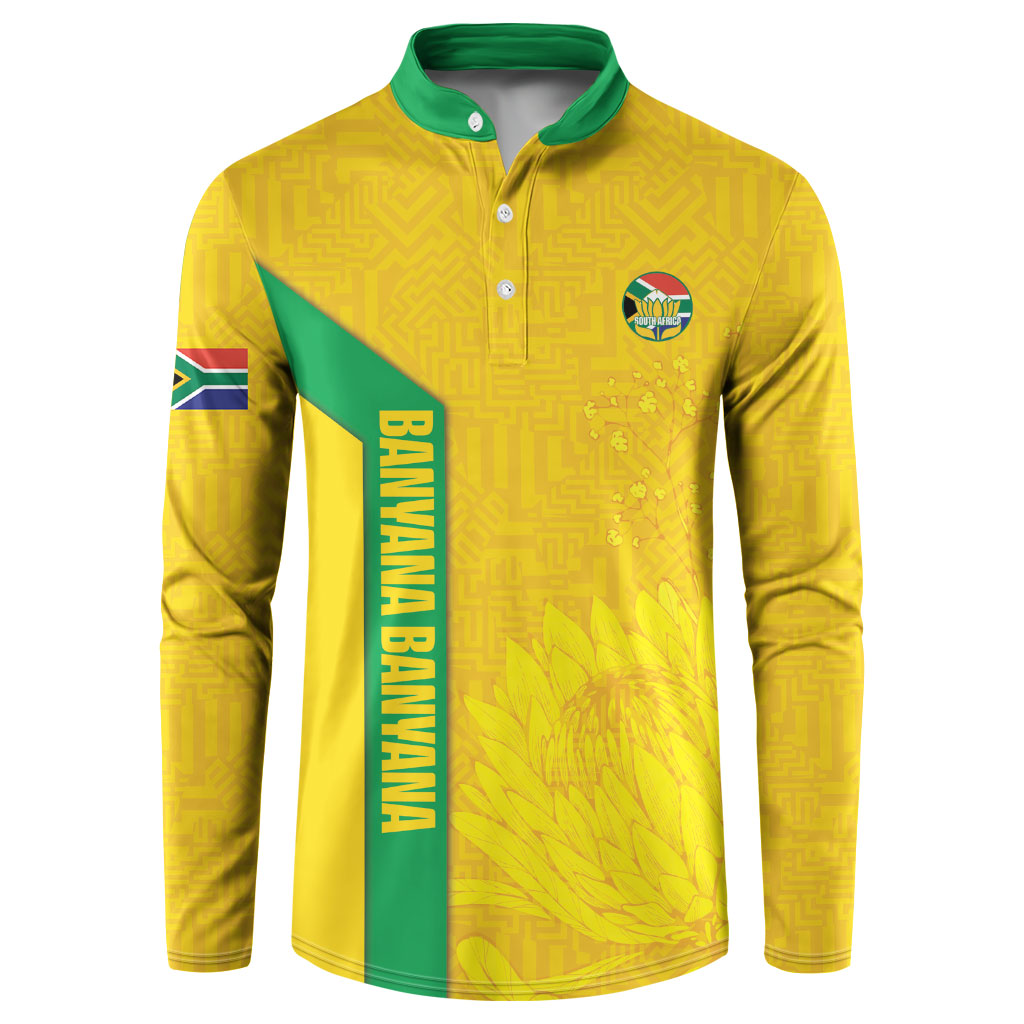 South Africa Soccer Custom Button Sweatshirt Banyana Banyana Protea Yellow Version